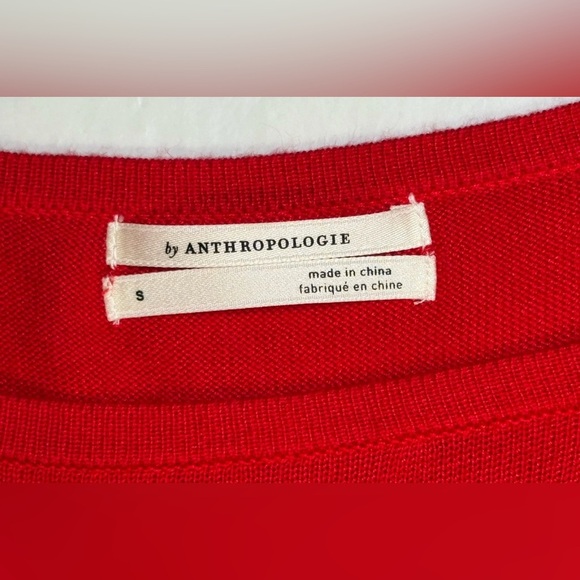 Anthropologie Jamie Open Shoulder Womens Size S Red Stretchy Ribbed Sweater - Picture 5 of 5